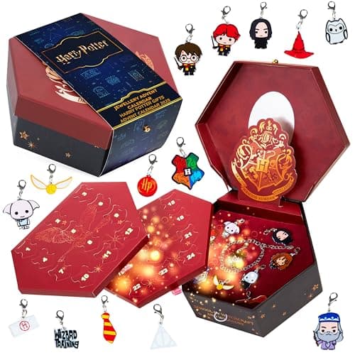 Harry Potter Jewelry Advent Calendar 2025 for Girls, Christmas Countdown with 23 Charms and 1 Bracelet Surprise Set, Hogwarts Xmas Gifts for Girls