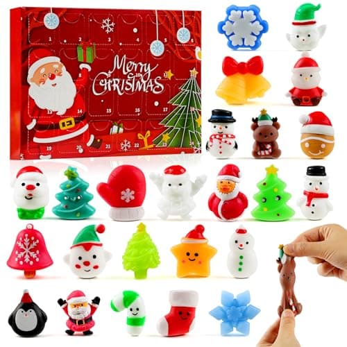 Christmas Squishy Advent Calendar 2025 with Mochi Squishy Toys 24 Days, Christmas Gift Mini Squishy Advent Calendar for Kids, Boys, Girls, Teen (Red Box)