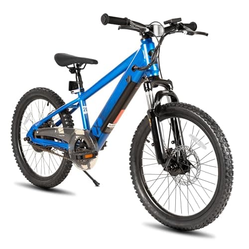 JOYSTAR 20 Inch Electric Bike for Kids Teens 7+ with 250W Brushless Motor, 15 Miles 15MPH Electric Mountain Bicycle with Removable Battery, Safe Mini Ebikes with Dual Disc Brakes, Blue