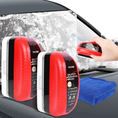 Sachie Automotive Oil Film Cleaning Brush - 2024 Hydrophobic Glass Coating, All-in-One Oil Film Remover for Car Windshields, Improves Clarity & Visibility, 120ml Capacity（2pc