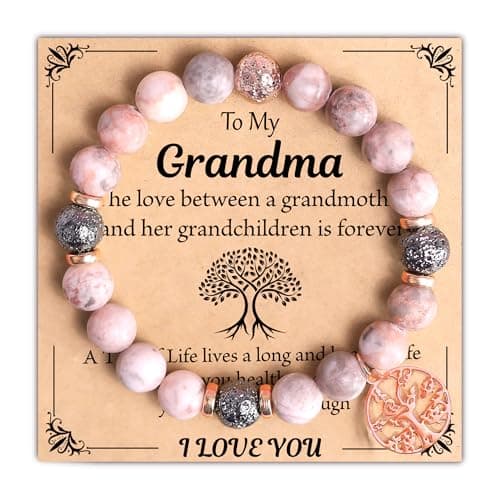 Parma77 Tree of Life Bracelet Gifts for Grandma Mimi Nana, Natural Stone Bracelet Grandma Gifts, Nana Mimi Grandma Christmas Gifts (A-Grandma-Pink)