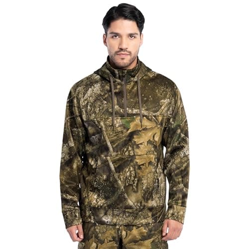 Realtree Men's Half Zip Pullover Bonded Fleece Hoodie, Realtree APX, X-Large
