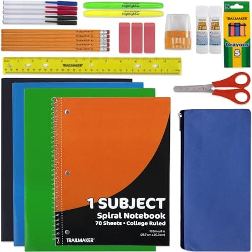 School Supplies Kit for Girls, Boys Back to School Supplies Bundle Pack 30 Piece School Supply Box Set for Kids Kindergarten, Elementary K-8 Includes Notebook, Folders, Pens, Pencils, and More