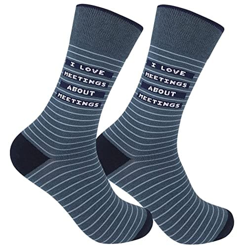 FUNATIC I Love Meetings About Meetings | Funny Socks About Work for Men Women Adult | Best Job Related Gift Idea with Saying | Fun Office Party Coworker Boss Friend Present | Office Attire Accessories