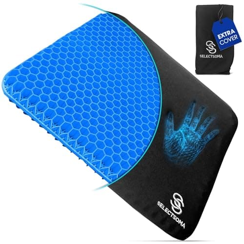 SelectSoma Gel Seat Cushion for Long Sitting Pressure Relief for Back, Sciatica, Coccyx, Tailbone Pain - Cushion for Office Chair, Wheelchair, Car & Truck, Patio Chairs - Egg Seat Pad