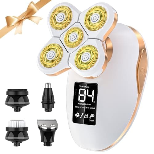 Electric Razors for Women Legs, 5 in 1 Electric Shaver for Women Private Area - Bikini Trimmer for Body Facial Hair Removal, Wet Dry Use Trimmer Cordless Rechargeable Lady Shaver with LED Display