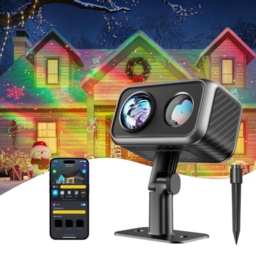 Govee Outdoor Projector Light, Christmas Laser and Aurora Projector Light for Outdoor and Indoor Decor, 16 RGB Patterns, RGBW Aurora, 51 Holiday Scene Modes, Works with Alexa, Google Assistant, Matter