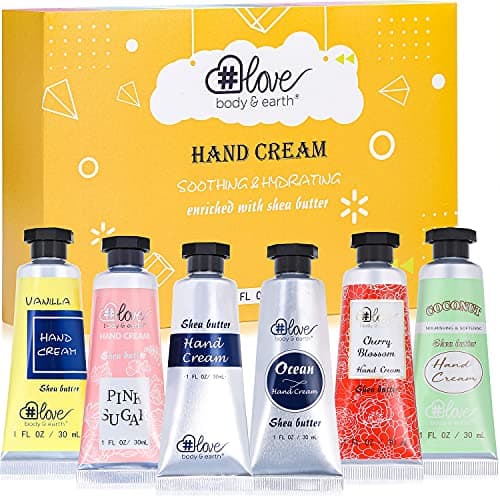 BODY & EARTH # LOVE Hand Cream Gift Set Hand Lotion Sets for Women Gift, Pack of 6 Advanced Repair Hand Cream for Dry Hands Non-greasy Best Birthday Christmas Gift for Women Gift Ideas