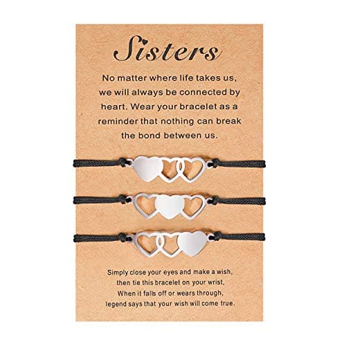 UNGENT THEM 3 Sisters Gifts from Sister Bracelet, Sister Christmas Birthday Presents Best Friend Friendship Valentine Day Gifts for Big Little Sister Women Teens Teenage Girls