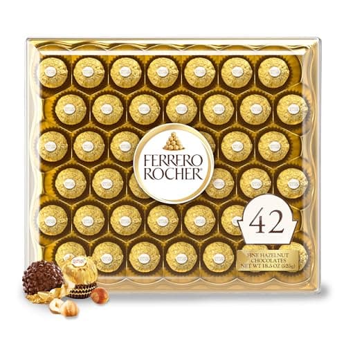 Ferrero Rocher, Premium Milk Chocolate Hazelnut, Individually Wrapped, Chocolate Gift Box, 42 Count, 18.5 oz