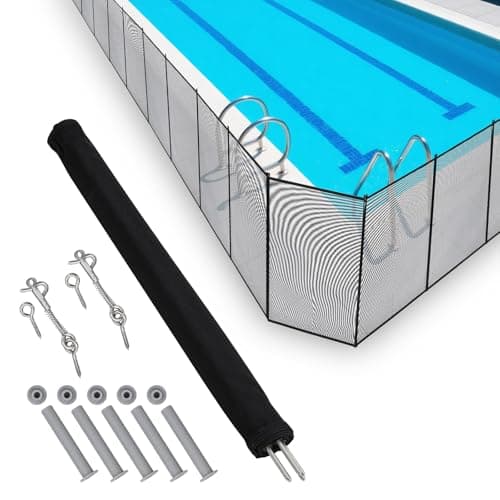 ExploreHorizon Pool Fence 4Ft x 108Ft, 320GSM Teslin Mesh with Stainless Steel Frame for Inground/Above Ground Pools, Swimming Pool Fence for Backyard Garden Pool Safety