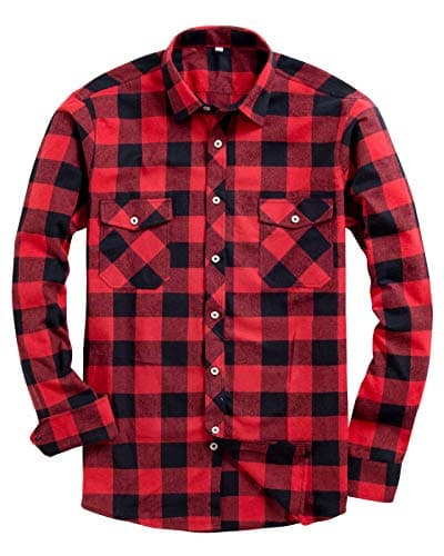 Alimens & Gentle Men's Button Down Regular Fit Long Sleeve Plaid Flannel Casual Shirts