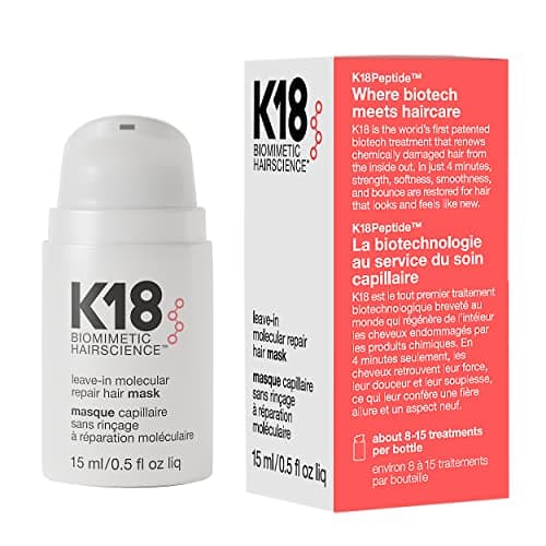 K18 Mini Leave-In Molecular Hair Mask, Repairs Dry or Damaged Hair, Reverse Hair Damage from Bleach, Color, Chemical Services & Heat