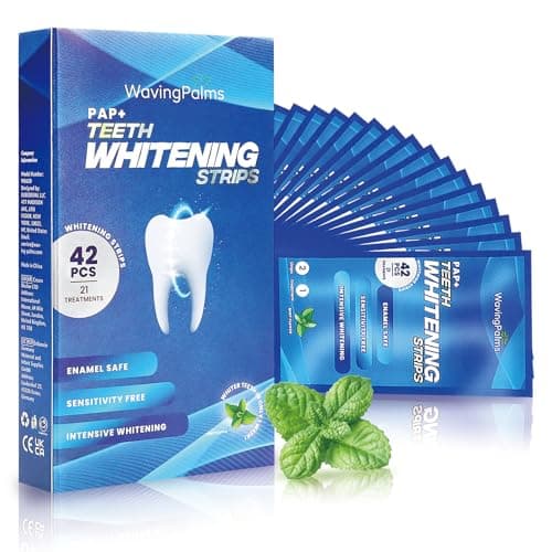 Sensitive Teeth Whitening Strips Kit: Professional Dental Whitening Set - Hydrogen Peroxide-Free Treatments for Whiter Teeth - Effective & Gentle Teeth Whitener (42 Count (Pack of 1), Mild Mint)