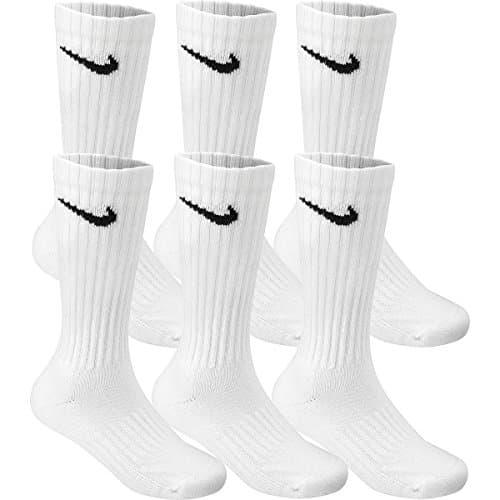 Nike Men/'s Performance Cotton Cushioned Crew Socks, 6 Pair Medium (shoe size 6-8) (White) Six Pack