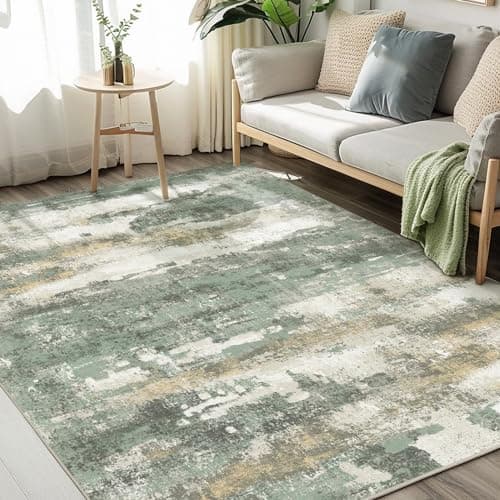 BEIMO Area Rugs 5x7 for Living Room Bedroom, Modern Abstract Machine Washable Large Sage Green Rug Soft Rug, Floor Carpet with Non Slip Backing for Dining Room