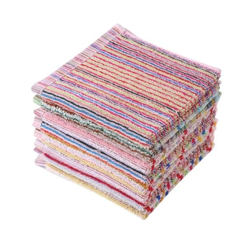 Oeleky Kitchen Dishcloths for Washing Dishes, Ultra Absorbent Dish Rags, Cotton Cleaning Cloths Pack of 8, 12x12 Inches (Mix-1, 12x12 inch)