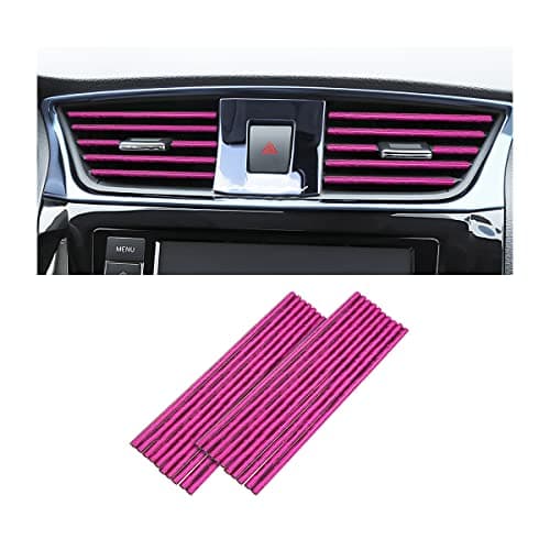 20 Pieces Car Air Conditioner Decoration Strip for Vent Outlet, Universal Waterproof Bendable Air Vent Outlet Trim Decoration, Suitable for Most Air Vent Outlet, Car Accessories (Ice Rose Red)