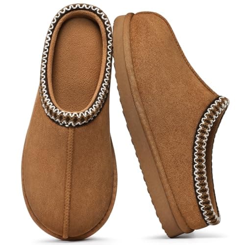 Best UGG Slippers #6 from Litfun Litfun Memory Foam Slippers for Women Men Cozy Warm House Shoes Indoor and Outdoor, Chestnut 42/43