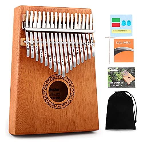 Kalimba Thumb Piano, YUNDIE Portable 17 Keys Mbira Finger Piano with Tune Hammer and Instruction,Musical Instruments Birthday Gift for Adult Beginners Professional(Brown)
