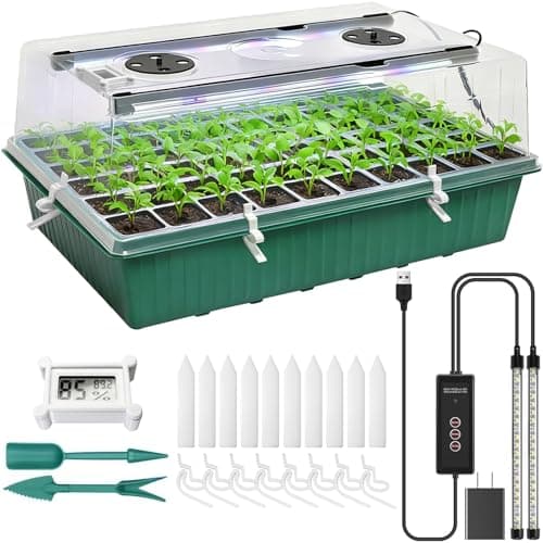 Yioviru Self-Watering Seed Starter Tray with Grow Light,60-Cell Seed Starter Kit with Humidity Dome,Seed Germination Kit,User-Friendly Plant Germination Trays for Indoor Plants