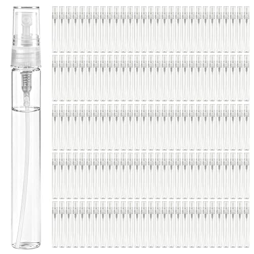 UCEHIPAW 500 Pcs 10ml Mini Spray Bottles Portable Perfume Refillable Dispenser Container Clear Glass Perfume Sprayer for Cleaning Essential Oils Pocket Travel