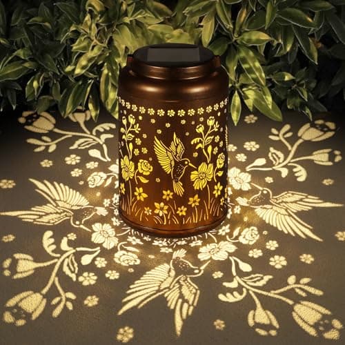 Solar Lanterns Outdoor Waterproof Hummingbird Garden Decor Christmas Gifts for Women Mom Grandma Hanging Solar Lights Metal Solar Decoration Outside for Yard, Patio,Backyard,Porch