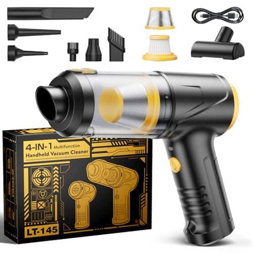 Svoko Handheld Vacuum Cleaner 21000Pa Suction with Brushless Motor, 4-in-1 Portable Mini Car Vacuum with 2 Suction Modes, Cordless Vacuum with LED Light, Type-C Charge for Car, Office Desk, Keyboards