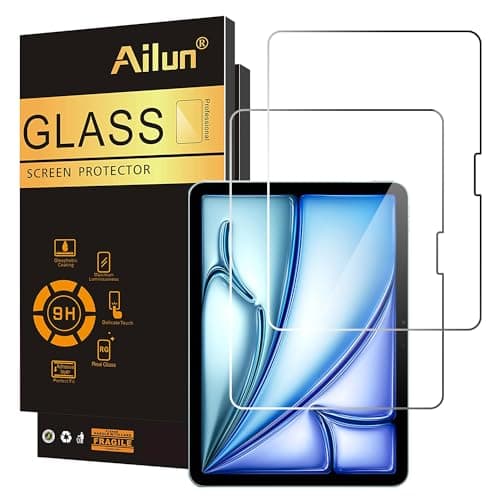 Ailun Screen Protector for iPad Pro 11 inch 2025/2024 [6/5th Generation M5/M4], iPad Air 11 Inch 2025/2024 [7/6th Generation M3/M2],Tempered Glass Face ID Apple Pencil Compatible Case Friendly 2 Pack