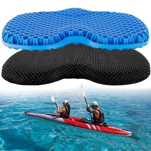 Anti Slip Kayak Seat Cushion Thick Gel Waterproof Egg Seat Cushion Kayak Seat Pad With Non-Slip Cover For Sit In Kayak Inflatable Kayak Canoe & Boat Kayak Accessories For Fishing Kayak (Blue)