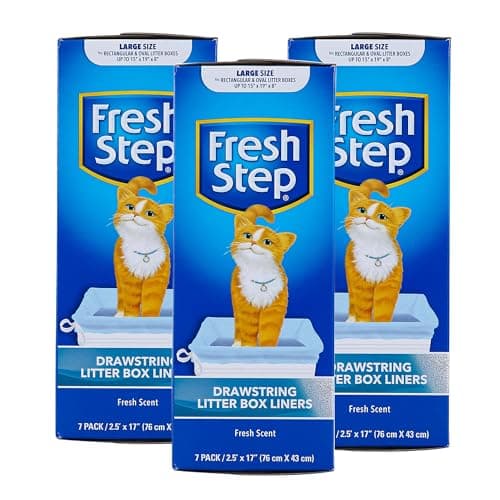 Fresh Step Drawstring Large Litter Box Liners | Heavy Duty Liners for Cat Litter Box | Scented & Unscented Available | Quick & Easy Cleanup, Scented, Large - 3 Pack
