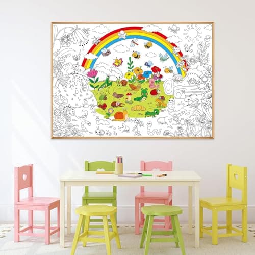 Naozinebi Bug Garden Coloring Poster for Giant Coloring Poster Large Bugs Coloring Tablecloth Jumbo Coloring Books for Home Birthday Party Supplies Favor