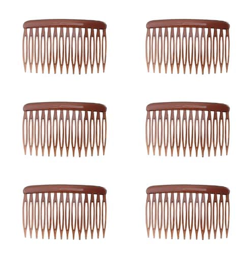 Ruwado 6 Pcs 14 Teeth French Vintage Style Hair Clips Pins Accessories Supplies for Women Girls Bridal Wedding Veil Fine Long Curly Hair (Dark Brown)