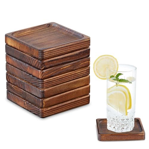 Wooden Coasters for Drink-Coasters Set of 8,Acacia Wood Drink Coasters Set for Coffee Table Decor, Modern Cup Coaster for Kitchen Accessories Cute Beer Bar Decorative Rustic Outdoor Coasters