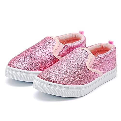 K KomForme Kids Shoes Toddlers Canvas Sneakers Slip on Walking Tennis Shoes for Boys Girls(Toddler/Little Kids/Big Kids) A-Pink