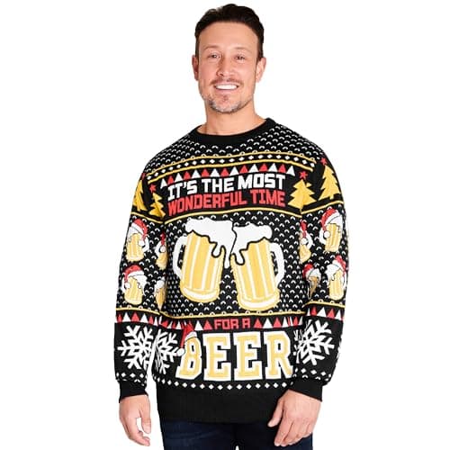 Get Trend Ugly Christmas Sweater Women Men, Funny Christmas Sweater with Long Sleeves Crew Neck Pullover, Gifts for Women Men (L, Black)
