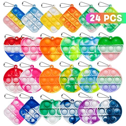 24 Pack Pop Fidget Toys Bulk Its Valentines Day Gifts for Kids Valentine Party Favors for Kids 3 Shape Mini Pop Keychain It Birthday Goodie Bag Stuffers Fidgets for Kids Classroom Prizes Fidget Toy