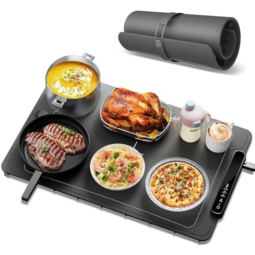 Electric Warming Tray - Foldable Food Warmer for Parties Features 3 Modes & Fast Heating, Premium Silicone Nano-Material, Hot Plate for Buffet, Family Gatherings, Sabbath, Holidays, Countertop