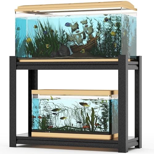 10-20 Gallon Fish Tank Stand Storage Shelf,Heavy Duty Sturdy Reptile Stand,28.43"*27.56"*15.75"Gallon Aquarium Stand,Reptile Tank Stand,Terrarium Stand,Breeder Tank Stand,Total Load 600lbs,Black