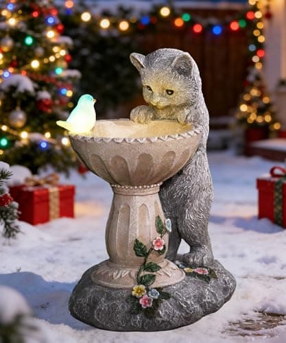 Nacome Solar Cat Garden Decor: Outdoor Statues Ornaments for Outside Decorations Yard Art Lawn Porch Patio Balcony - Birthday Choice for Mom Grandma Women Lover