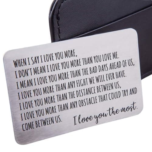 Fleure Esme Wallet Insert Card Gifts For Men Husband From Wife Girlfriend Boyfriend Birthday Gifts Metal Mini Love Note Valentine Wedding Gifts For Groom Bride Him Her Deployment Gifts