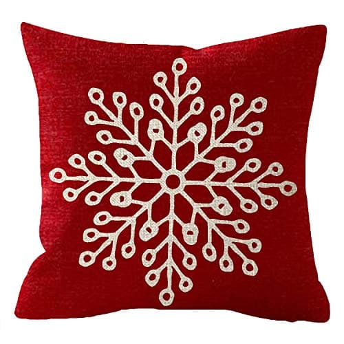 Newhomestyle Throw Pillow Cover Sister Christmas Merry Christmas Yall Beautiful Cute Snowflakes Red Linen Home Decor Square Cushion Pillowcase 20x20 in