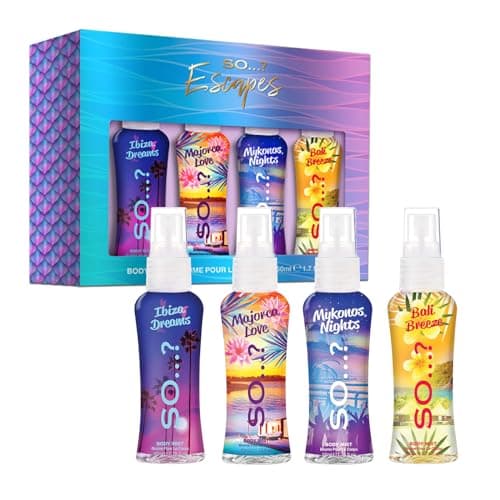 So…?… Escapes Body Mist Gift Set - Perfumes for Women - Everyday Body Spray for Women - Vegan, Cruelty-Free - Fragrance Gifts for Women - 4 pcs