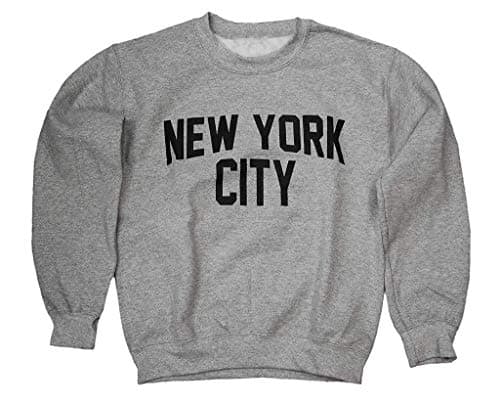 NYC FACTORY New York City Crewneck Sweatshirt, Heather Gray (S)