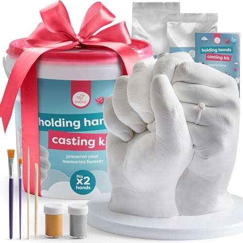 chuckle Holding Hand Casting Kit for Couples with Base & Paints, Hand Sculpture Hand Molding Kit, Hand Mold Kit Couples Activities - Gift for Fathers Day, Women for Wedding, Anniversary, Valentines