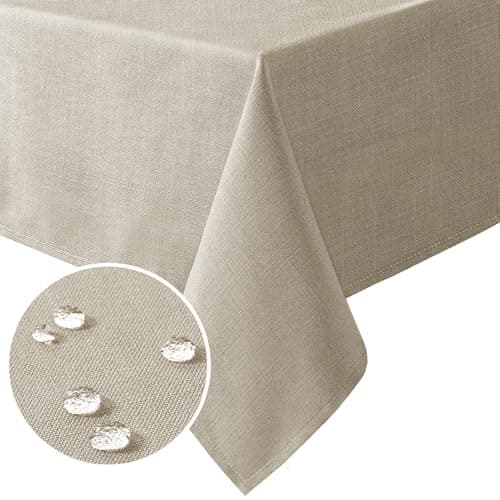 H.VERSAILTEX Linen Textured Table Cloths Rectangle 60 x 120 Inch Premium Solid Tablecloth Spill-Proof Waterproof Table Cover for Dining Buffet Feature Extra Soft and Thick Fabric Wrinkle Free, Taupe