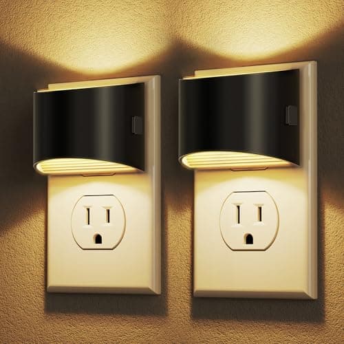 DORESshop LED Night Light[2 Pack], Night Lights Plug into Wall, 3 Level Brightness Adjustable Plug in Night Light, Dusk to Dawn Sensor, Nightlights for Adults, Bedroom, Bathroom, Hallway, 3000K