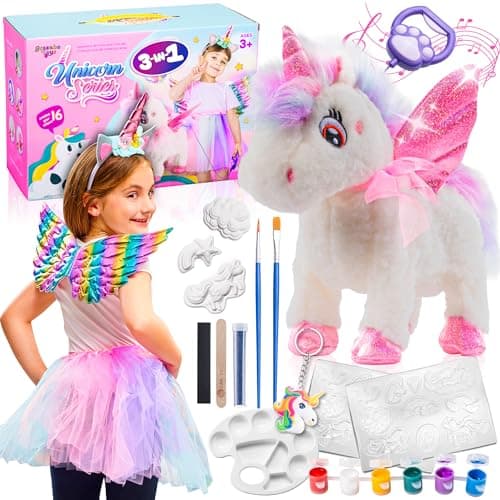 Greenbo Unicorns Toys for Girls Age 4-6 - Includes Multifunctional Unicorn Gifts, Painting Kit Crafts for Kids, and Unicorn Dress - Fun and Engaging Birthday Gifts for Girls Ages 3, 4, 5, 6, and Up