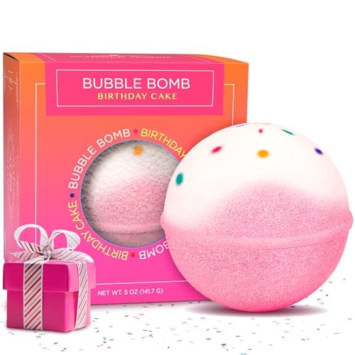 Birthday Cake Bath Bombs for Women, Girls & Kids - Relaxing Pink Bubble Bath Bomb for Mothers Day Gifts - Incredible Scent, Made in USA, Won't Stain Tub - Gift Set & Personal Must Have by Two Sisters