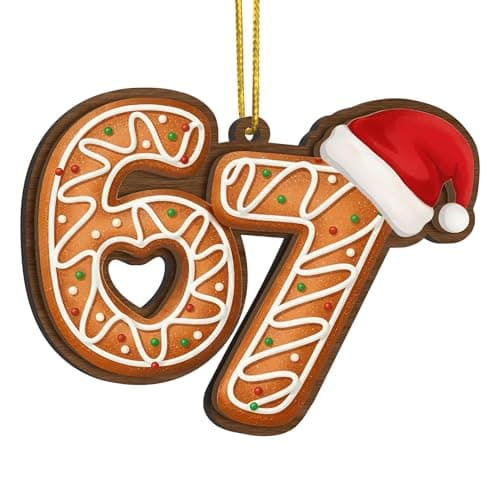 67 Meme Funny Christmas Ornaments 2025, 6 7 Ornament, Gingerbread Ornaments for Christmas Tree, Funny Ornament for Exchange, Stocking Stuffers, Gag Gifts, 67 Gifts for Kids, Teens, Teen Girls, Boys
